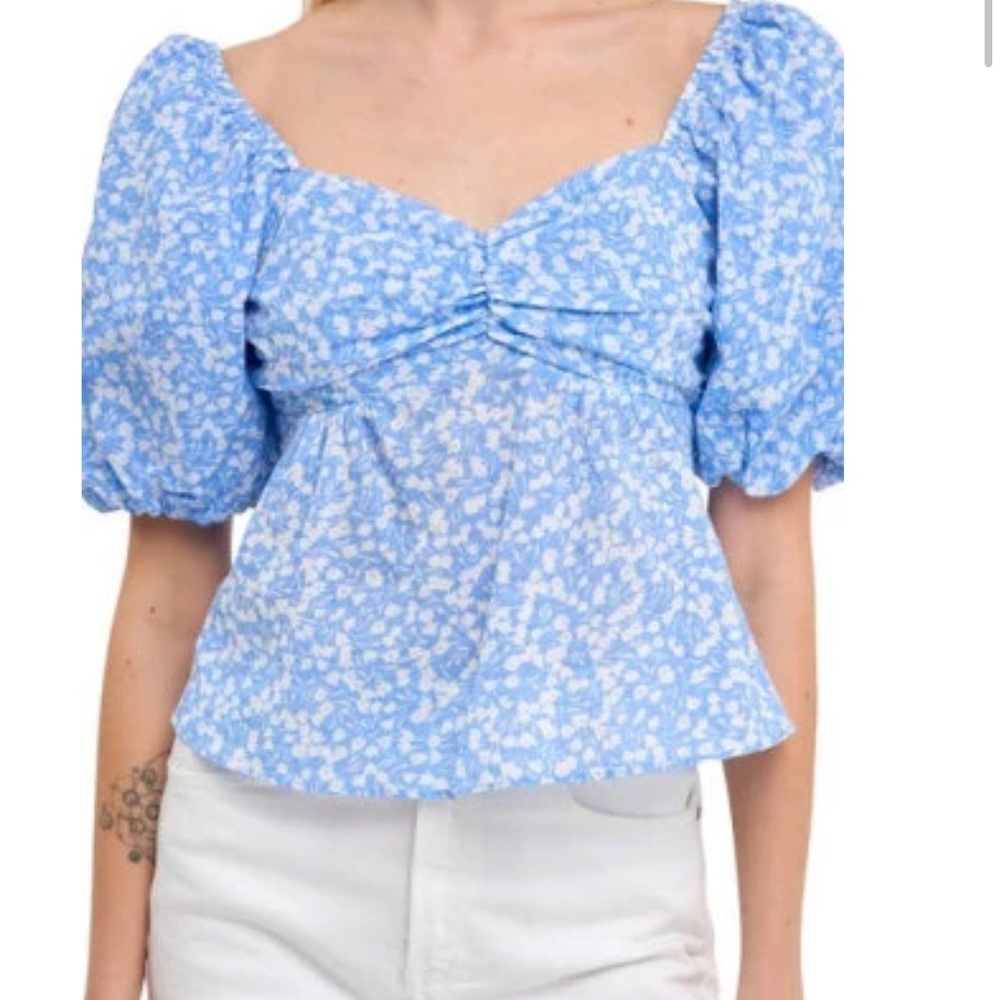 Blue Floral Women's Top